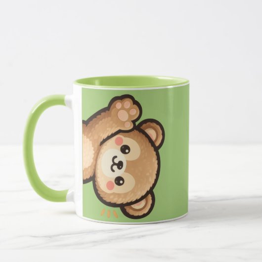 Cute Bear Green Mug | Kawaii Coffee Cup マグカップ (左)