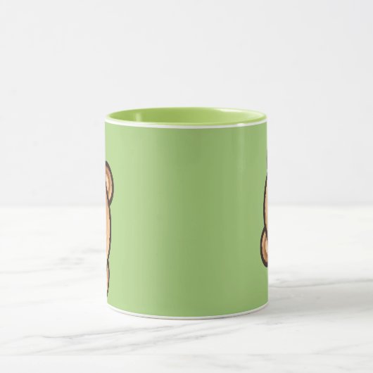 Cute Bear Green Mug | Kawaii Coffee Cup マグカップ (中央)