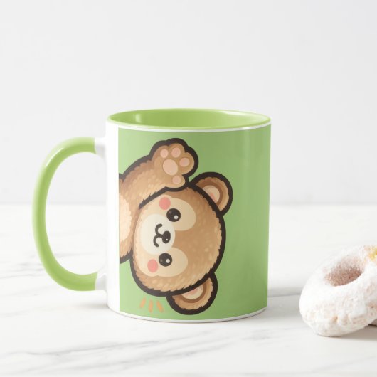 Cute Bear Green Mug | Kawaii Coffee Cup マグカップ (ドーナツ)