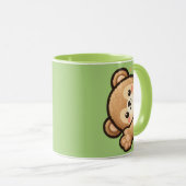 Cute Bear Green Mug | Kawaii Coffee Cup マグカップ (正面右)