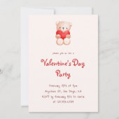 Cute Bear Hearts Valentine's Day Party Invitation 招待状 (正面)