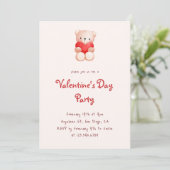 Cute Bear Hearts Valentine's Day Party Invitation 招待状 (スタンド正面)