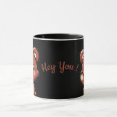 Cute Bear Hey You Mug | Kawaii Black Coffee Cup マグカップ (中央)