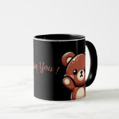 Cute Bear Hey You Mug | Kawaii Black Coffee Cup マグカップ (正面右)