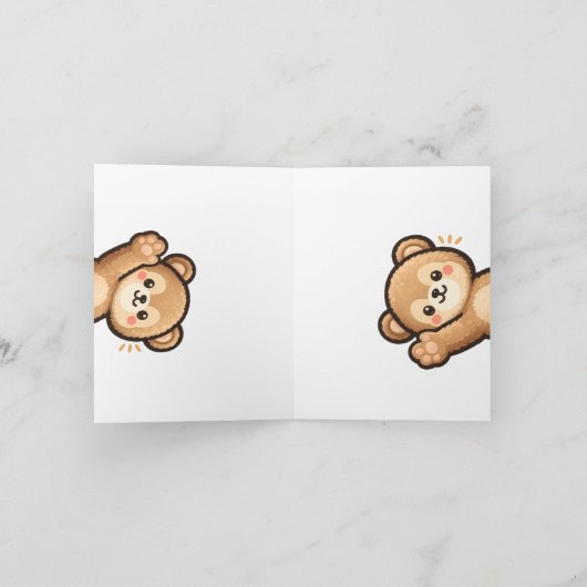 Cute Bear Hi Folded Card | Kawaii Invitation 招待状 (内部)