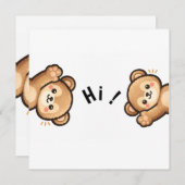 Cute Bear Hi Invitation | Kawaii Greeting Card 招待状 (正面/裏面)