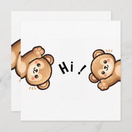 Cute Bear Hi Invitation | Kawaii Greeting Card 招待状 (正面/裏面)
