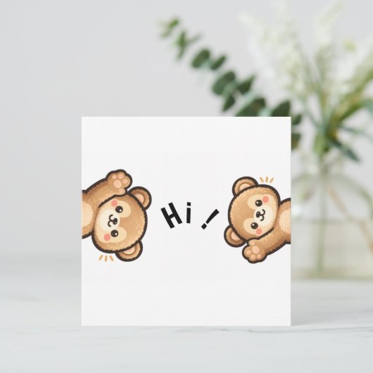 Cute Bear Hi Invitation | Kawaii Greeting Card 招待状 (スタンド正面)