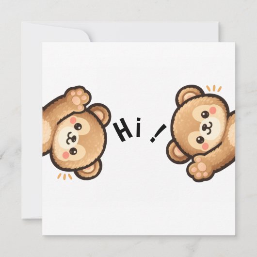 Cute Bear Hi Invitation | Kawaii Greeting Card 招待状 (裏面)