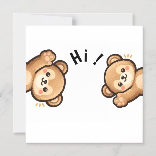 Cute Bear Hi Magnet | Kawaii Magnetic Card マグネット招待状 (正面)