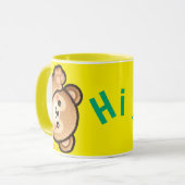 Cute Bear Hi Yellow Mug | Kawaii Coffee Cup マグカップ (正面左)