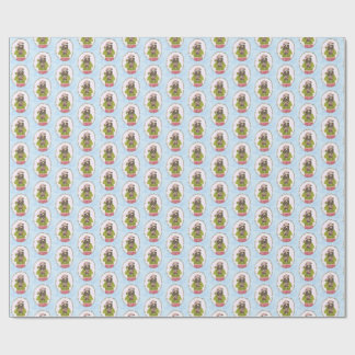 Cute Bear Holding Gingerbread House Holiday Wrap ラッピングペーパー