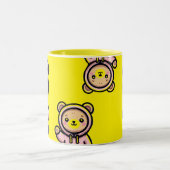 Cute Bear Hoodie Yellow Mug | Kawaii Coffee Cup ツートーンマグカップ (中央)