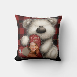 Cute Bear I Love You Custom Monogram Photo クッション