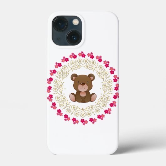 Cute bear in a floral wreath Case-Mate iPhoneケース (裏面)