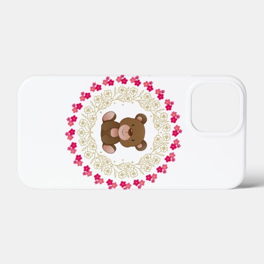 Cute bear in a floral wreath Case-Mate iPhoneケース (裏面 (横))