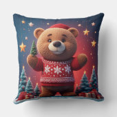 Cute Bear In Christmas Sweater クッション (裏面)