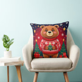 Cute Bear In Christmas Sweater クッション (椅子)