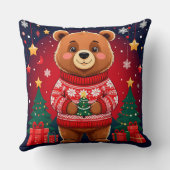 Cute Bear In Christmas Sweater クッション (裏面)