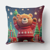Cute Bear In Christmas Sweater クッション (裏面)
