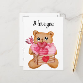 Cute bear in love full of love シーズンポストカード