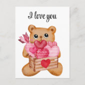 Cute bear in love full of love シーズンポストカード (正面)