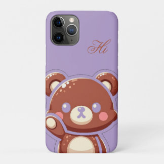 Cute Bear iPhone Case – Purple Minimal Teddy Bear  iPhone 11 Proケース