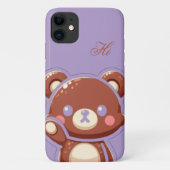 Cute Bear iPhone Case – Purple Teddy Bear Cover Case-Mate iPhoneケース (裏面)