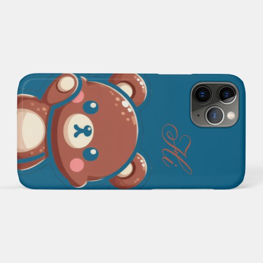 Cute Bear iPhone Case –Teal Blue Teddy Bear Barely Case-Mate iPhoneケース (裏面(横))