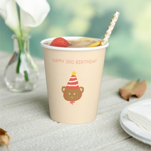 Cute Bear Kids Birthday Party Paper Cups 紙コップ (インサイチュ)