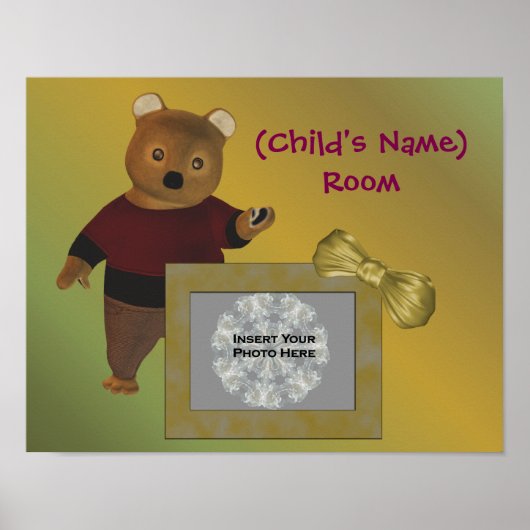 Cute Bear Kids Personalized Door Wall Photo  ポスター (正面)