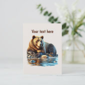 Cute bear lovers customizable  ポストカード (スタンド正面)