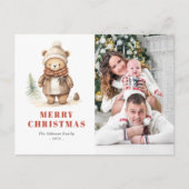Cute Bear Merry Christmas Photo Holiday Postcard シーズンポストカード (正面)