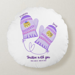 Cute Bear Mittens Personalized Lovers Round Pillow ラウンドクッション