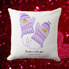 Cute Bear Mittens Personalized Lovers Throw Pillow クッション