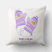Cute Bear Mittens Personalized Lovers Throw Pillow クッション (正面)