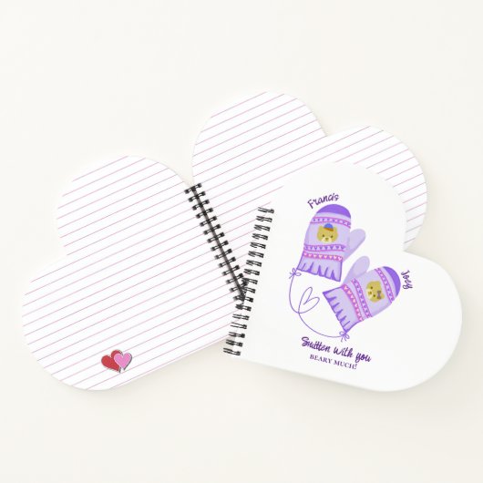 Cute Bear Mittens Personalized Valentines Day Gift ノートブック (内部)