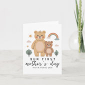 Cute Bear Mom Baby First Mothers Day Art カード (正面)