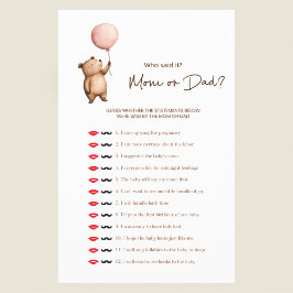 Cute Bear "Mom or Dad?" Baby Shower Game チラシ