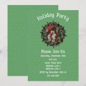 Cute Bear On Wreath Christmas Holiday 招待状 (正面/裏面)