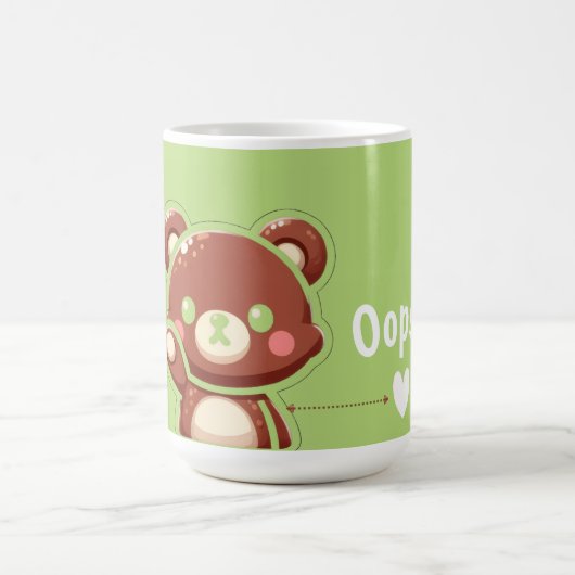 Cute Bear “Oops!” Green Classic Mug – Kawaii Bear  コーヒーマグカップ (中央)