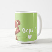 Cute Bear “Oops!” Green Classic Mug – Kawaii Bear  コーヒーマグカップ (正面右)