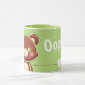 Cute Bear “Oops!” Green Mug –Kawaii Bear Combo Mug マグカップ (中央)