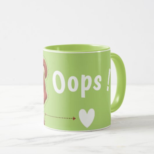 Cute Bear “Oops!” Green Mug –Kawaii Bear Combo Mug マグカップ (正面右)