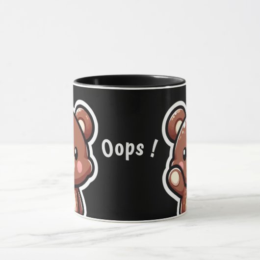 Cute Bear Oops Mug | Funny Kawaii Coffee Cup マグカップ (中央)