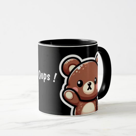Cute Bear Oops Mug | Funny Kawaii Coffee Cup マグカップ (正面右)