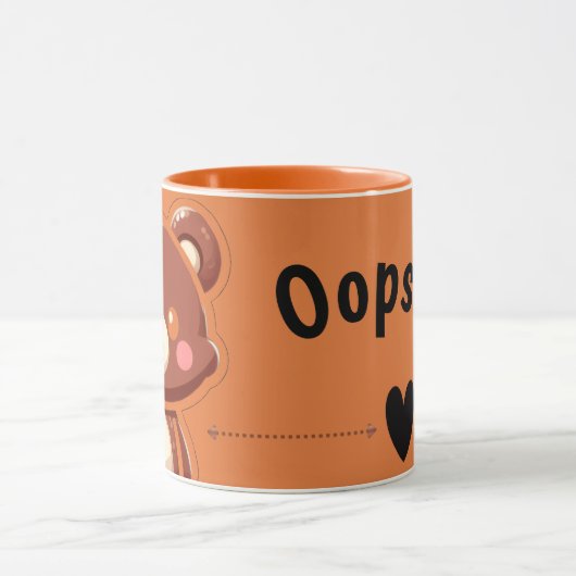 Cute Bear “Oops!” Orange Mug – Kawaii Bear Coffee  マグカップ (中央)