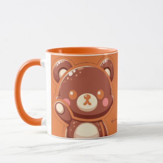 Cute Bear “Oops!” Orange Mug – Kawaii Bear Coffee  マグカップ (左)