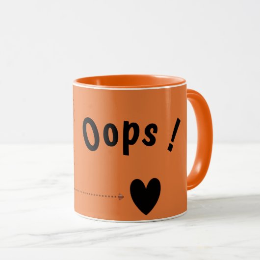 Cute Bear “Oops!” Orange Mug – Kawaii Bear Coffee  マグカップ (正面右)
