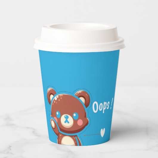Cute Bear “Oops!” Paper Cup–Kawaii Bear Coffee Cup 紙コップ (裏面)